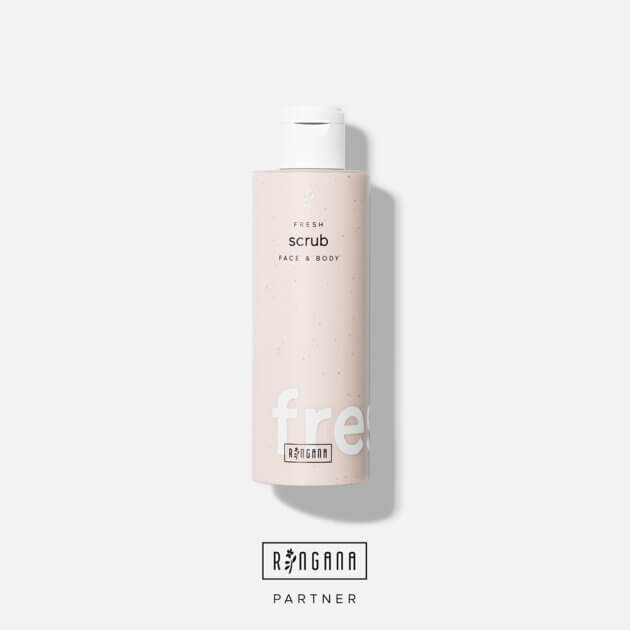 Peeling für Gesicht & Körper mit natürlichen Peelingkörpern aus Himbeere, Blaubeere, Aprikose und Granatapfel.